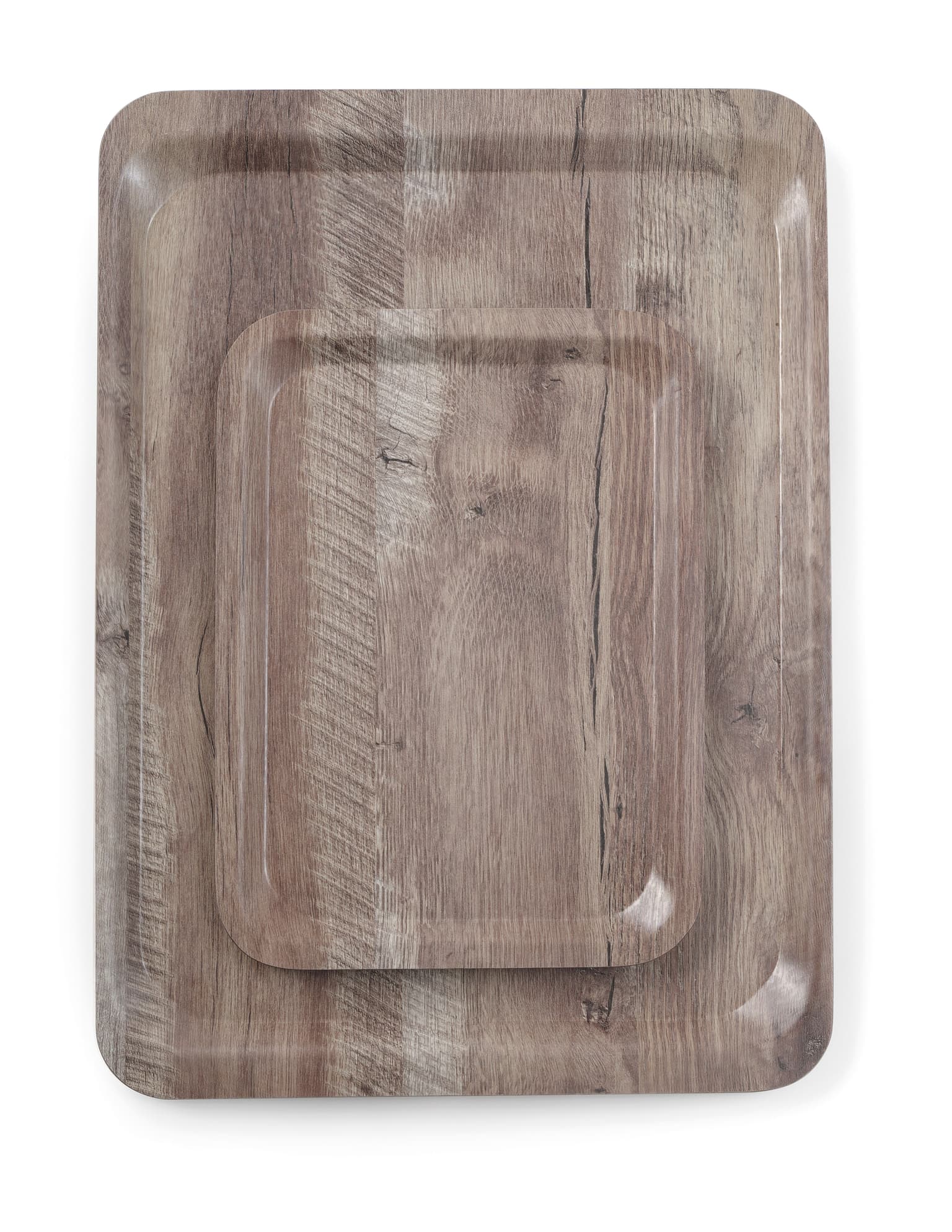 Plateau de service en mélamine avec imprimé bois — Bois foncé · 370x530
