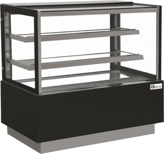 Vitrine Pâtisserie - Vitrage Droit - 2 Étagères - 380 L (Eden50)